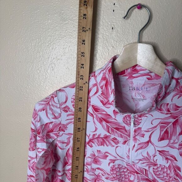 Ibkul Shirt Women Medium Pink Long Sleeve Zip Mock Neck UPF 50 Golf Performance - Picture 3 of 7